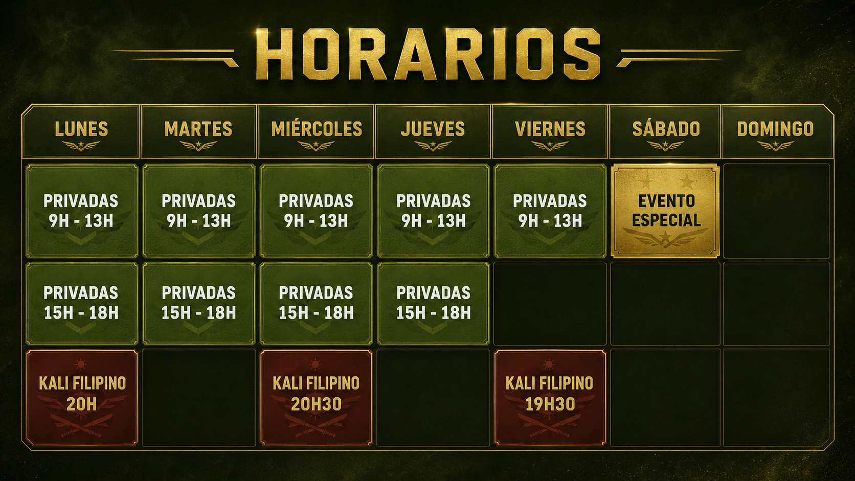 KALI ESKRIMA HORARIOS BARCELONA EL CLOT POBLENOU