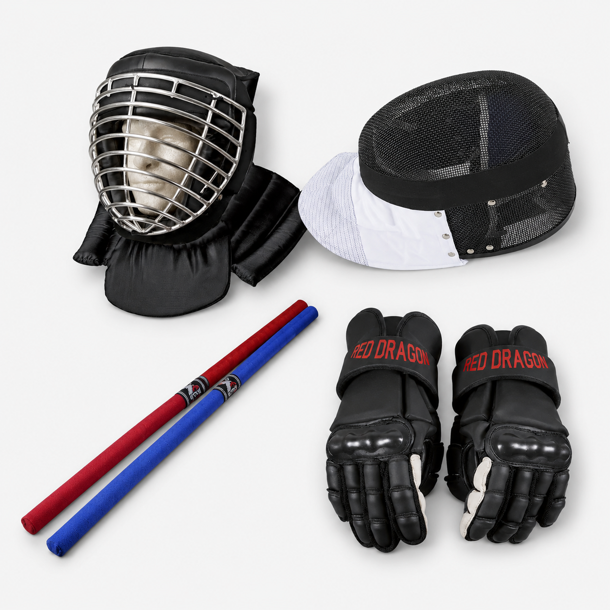 Pack sparring Kali Flow Academy con casco, guantes de sparring y bastones acolchados
